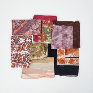 Bundle of 7 Scarves textile square rectangular head hair lightweight satin